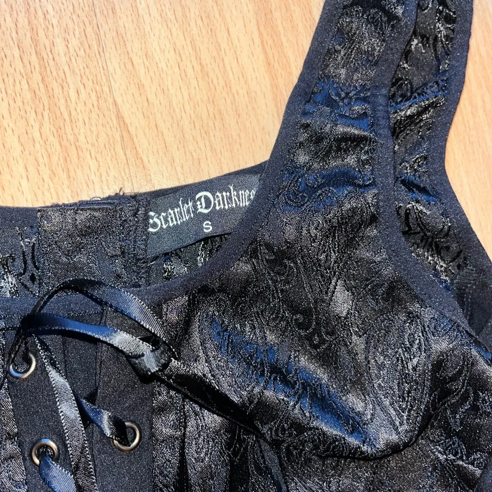 Scarlett Darkness goth Black Lace-Up Top size S - Picture 5 of 8